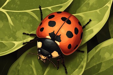 Close-up of a Ladybug on a Leaf