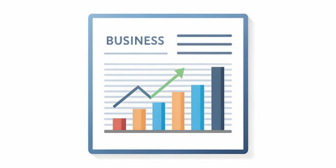 Flat Isolated Business Report and Graph Icon | Minimalist Vector Design for Corporate Branding & Financial Analytics - Ideal for Business Content