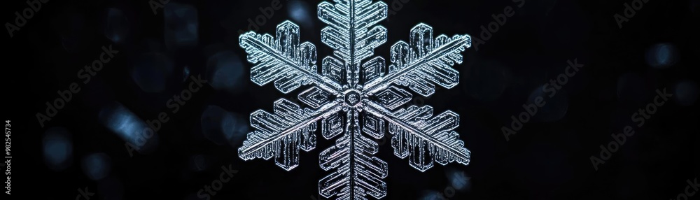 Poster Intricate snowflake design showcasing unique patterns, perfect for winter themes and seasonal decorations.