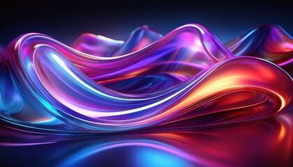 Arte Digital Abstrata com Vidro Translúcido e Reflexos em Azul e Laranja