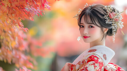 Japanese Woman in Traditional Kimono