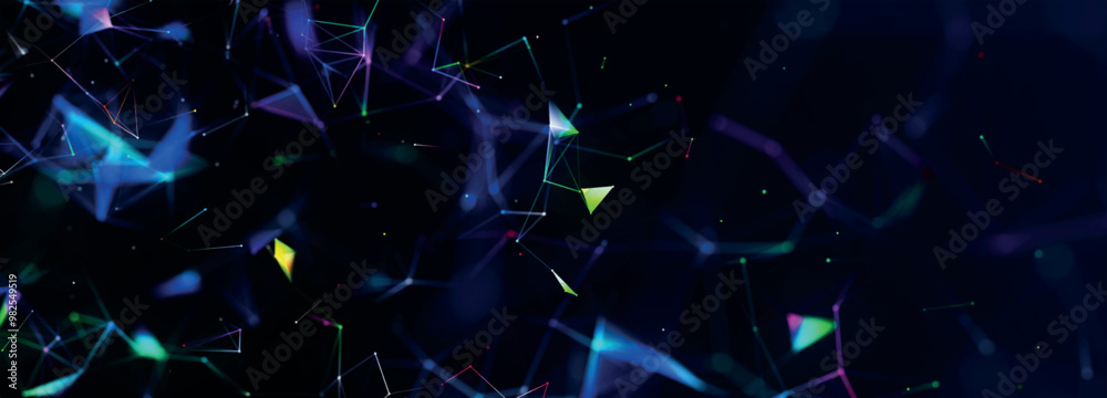 Poster abstract background with connecting dots and lines. futuristic background made of triangles. network