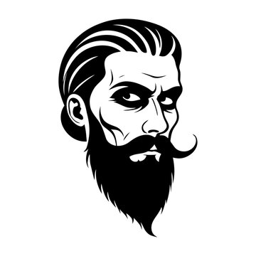 recommend clip art: gentleman with beard side face profile portrait. hairstyle head guy. bearded male or man silhouette for barbershop or t shirt