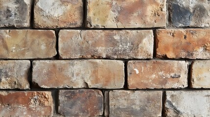 Obraz premium Close-Up of Rustic Brick Wall With Weathered Texture