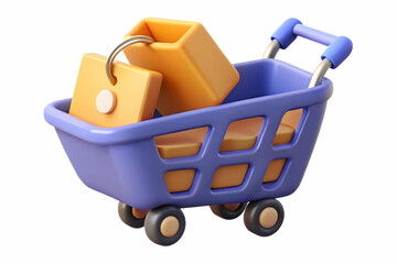 Modern Vector Design of Isolated Shopping Cart and Sale Tag Icons for Retail Sales Promotions and E-Commerce Marketing Content
