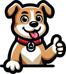 Cartoon Dog Giving Thumbs-Up - Cute Pet Illustration