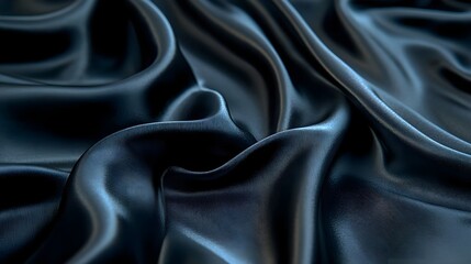 Fototapeta premium Close-Up of Luxurious Silky Fabric Texture in Dark Blue