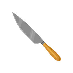Kitchen Knife Isolated on White background. Kitchen Knife with Wooden Handle Vector Illustration Isolated.