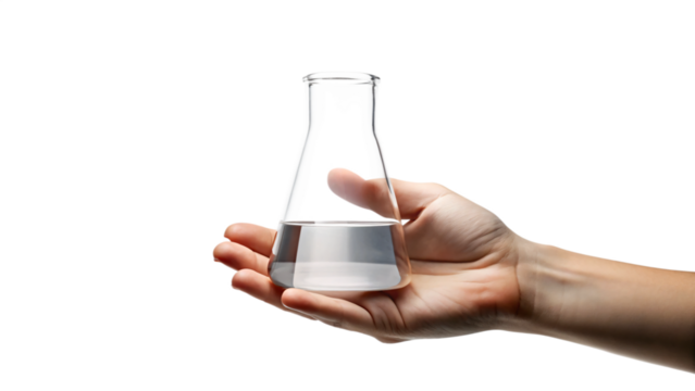 Close-up of a hand holding a test tube, isolated on white background - Powered by Adobe