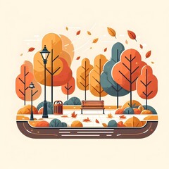 Flat Design Autumn Park