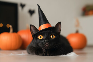 Spooky Halloween Cat | Mysterious and Eerie Feline in Dark Halloween Setting