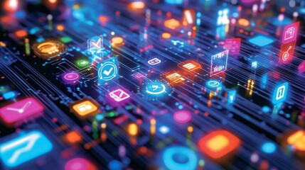 The Importance of Digital Literacy in Today’s World with digital icons, AI Generative
