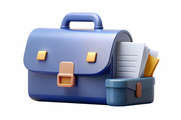 3D Isolated Business Briefcase and Invoice Icon - Professional Vector for Corporate Branding and Financial Services on White Background
