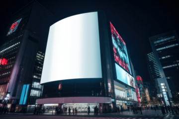 PNG downtown digital billboard sign mockup, transparent design