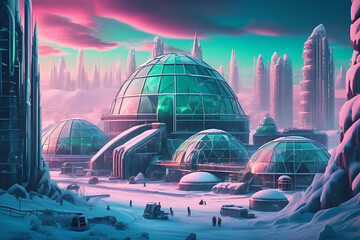 An alien city made up of only ice.