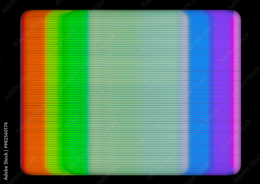 Poster screen display with chromatic aberation hologram effect and scan lines