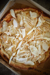 Homemade mushroom pizza.