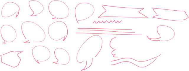 フリーハンドの吹き出しのイラストセット