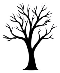 Obraz premium PNG Silhouette tree illustrated stencil drawing.