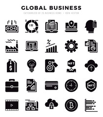 Global Business Icon Pack 25 Vector Symbols for Web Design.