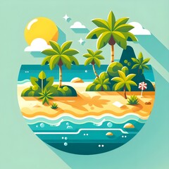 Flat Design Tropical Island