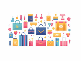 Vibrant Flat Glossy Retail Promotion Background with Digital Coupons & Sales Icons for Modern Marketing Campaigns