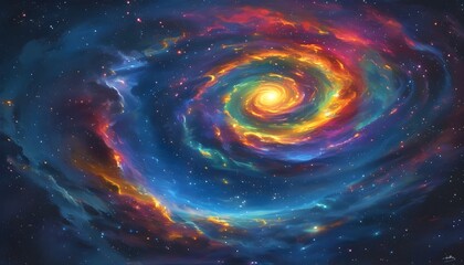 Vibrant spiral galaxy swirling in cosmic space, a stunning display of the universes beauty and vastness