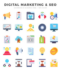 icons set. DIGITAL MARKETING & SEO for web. app. vector illustration.
