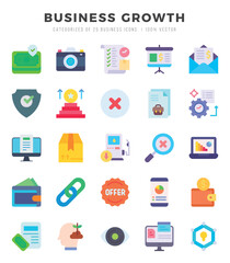 Business Growth Flat icons collection. 25 icon set in a Flat design.