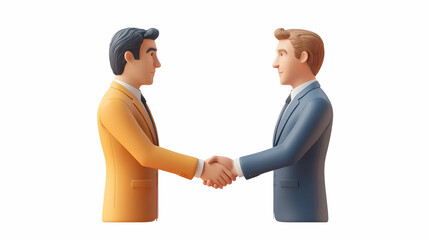 Fototapeta premium 3D Candid Business Deal Closure: Handshake Icon for Corporate Branding & Financial Marketing on White Background