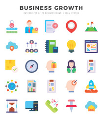 Set of simple Flat Business Growth Icons. Flat art icons pack. Vector illustration.