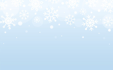 Snowflakes winter background. Snowfall and sky. Vector illustration on blue background