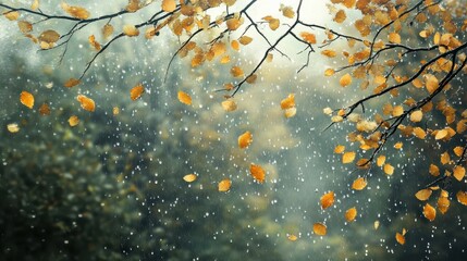 Autumn Leaves Falling in the Rain