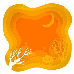 Halloween night paper cut design vector