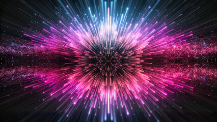Obraz premium Exploding sound wave visual with glowing pulses and abstract lines