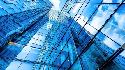 A captivating view of the background with modern commercial high - rise buildings. The buildings have sleek and stylish designs. They stand tall and proud, reaching towards the sky. There are large gl