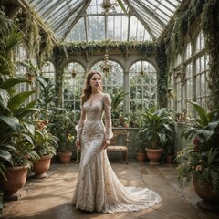 Obraz premium woman in a greenhouse