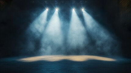 Empty stage under focused spotlight creating dramatic lighting and shadow effect wallpaper