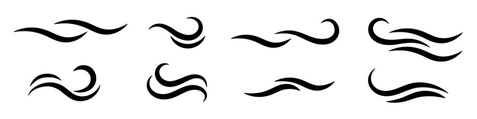 Curved abstract wave and flow icon set