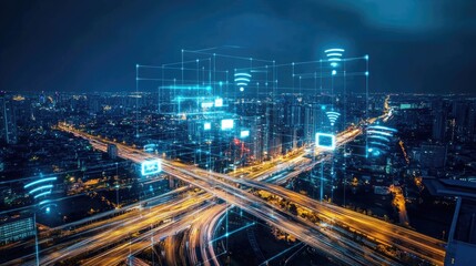 Obraz premium 5G is the latest iteration, promising faster speeds, lower latency, and greater capacity, making it crucial for innovations like autonomous vehicles and smart cities