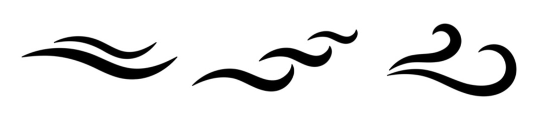 Abstract wave and wind flow icon trio