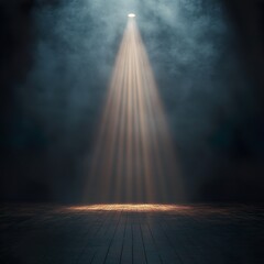 Empty stage lit by bright spotlight creating bold lighting and shadows wallpaper