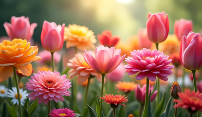 pink and yellow flowers
