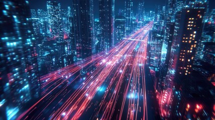 Obraz premium Fiber-optic networks offer the highest speeds and are expanding in both urban and rural areas 