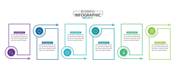 Vector Infographic label design template with icons and 6 options or steps.