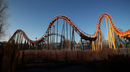 Obraz premium Rollercoaster at an Amusement Park