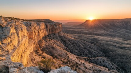 Fototapeta premium Golden Hour Over Canyon Cliffs