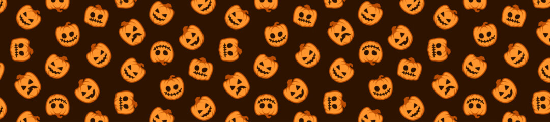 halloween pumpkin face seamless pattern dark color creepy spooky