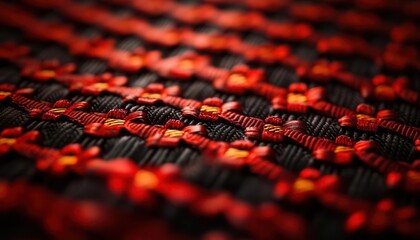Fototapeta premium Macro shot of sharp textile motifs, highlighting the precision in each woven design, [Macro, Motifs, Sharp]