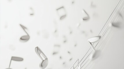 Fototapeta premium Abstract white music notes on a white background.